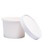 Belinlen 50 SET 8 OZ Disposable White Ice Cream Cups with Lids Medium Hot and Cold To Go Cups Paper Cup Takeout Food Container