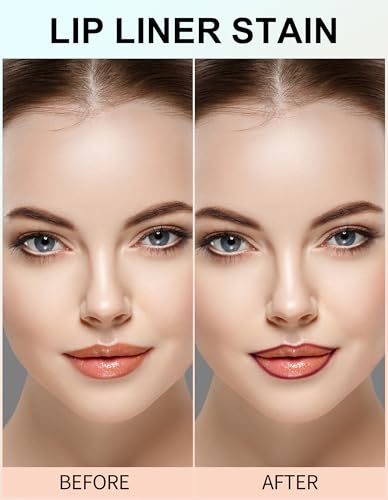 Erinde 3PCS Peel Off Lip Liner Stain, Long Lasting Tattoo Lip Liner with Tweezer, Matte Finish Peel Off Lip Stain, Waterproof Transfer Proof, Non-Stick Cup Nude Lip Lipliner Stain