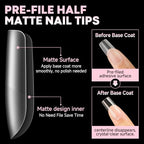 UNA GELLA 504Pcs Medium Square Nail Tips, Acrylic French Pre-shape Matte Full Cover Soft Gel x Nails, Fake Nails for Nail Extension Home DIY Art Salon 15 Sizes Press on False Nails