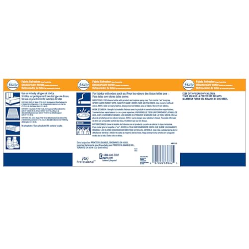 Febreze Professional Fabric Refresher Spray, 3 Pack, Deep Penetrating, Eliminates Odors with Light Fresh Scent, for All Fabrics, Upholstery, Bedding and More, 32 oz Each