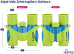 Binoculars for Kids, Girls or Boys Real Kids Binoculars in Vibrant Green Blue - Includes Sticker Book with 40 Bird Species - Small Toys for Toddlers