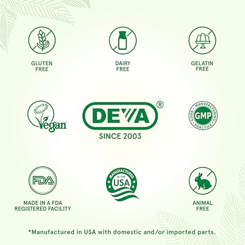 DEVA Vegan Multivitamin & Mineral Supplement with Iron 2-Pack, Spirulina, Chlorella, Ashwagandha, Broccoli & More, 90 Coated Tablets Each