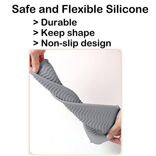 2 Heat Resistant Silicone Mat with Hanging Hole, Straightener Heat Resistant Travel Mat & Pouch for Curling Iron, Flat Iron and Other Hot Hair Styling Tools, 11 x 5 in, Gray
