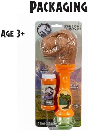 Little Kids Jurassic World Light and Sound Musical Bubble Wand, Includes Bubble Solution