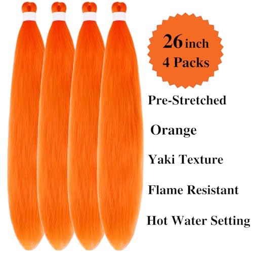 Braiding Hair Pre stretched Neon Orange Boho Braids Prestretched Braiding Hair for Bohemian Hair Ez Braid Micro Braiding Hair Synthetic Curly Deep Wave Braids