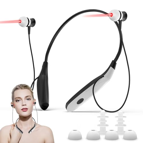 Red Light Therapy Device for Nose & Ears, 650nm Portable Red Light Ear Therapy Device, 2 in 1 Laser Therapy Device Kit with Ear Canal Silicone Cover and Nasal Silicone Sleeve, Black