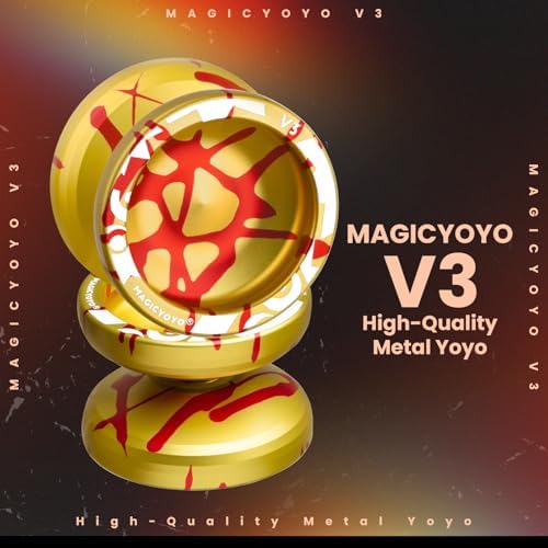 MAGICYOYO V3 Dual Purpose Metal Yoyo for Kids 8-12 & Adults, Responsive Yoyo Professional and Unresponsive Yo yo for Adults, Trick Yo-yo with 12 Strings, Bearings & Carry Case（Golden Red Splash）