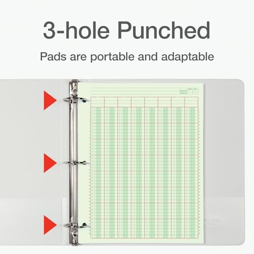 Adams Columnar Analysis Pad, 8 Column Ledger, 8.5" x 11", 100 Pages (50 Sheets), Green, 3 Hole Punch, for Accounting, Bookkeeping & Data (ACP85118)