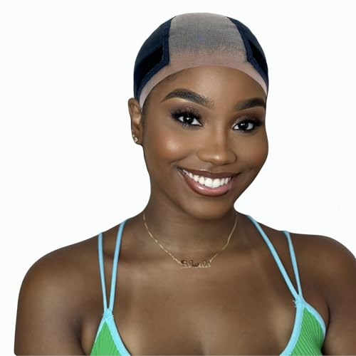 Lace Wig Grip Cap for Women 4x5 Transparent Lace Reusable Wig Caps, Wig Grip Band for Lace Front Wigs to Keep Wigs in Place, Adjustable Wig Cap with Grip Band Non Slip Cap (Black)