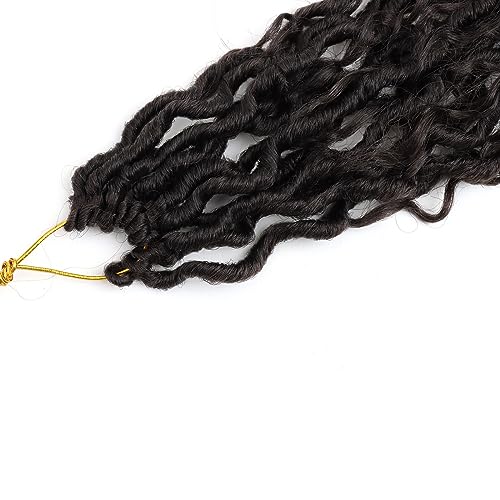 LMZIM 12 inch Goddess Locs Crochet Hair 8 Packs Faux Locs Crochet Hair for Black Women Pre Looped River Locs Crochet Hair with Curly Ends #4