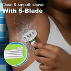 Mini Razors for Women Travel, Extra Smooth On The Go Razor, Portable 5-Blade Womens Razors for Shaving, Travel Essentials for Women, 1 Mini Razor, 3 Refills and 1 Travel Case, Avocado Green