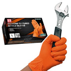 Jointown Basic Heavy Duty Nitrile Gloves Mechanic Gloves, Orange 8 Mil Nitrile Disposable Gloves Medium with Raised Diamond Texture, Latex Free, Powder Free Industrial Automotive Gloves Box of 100