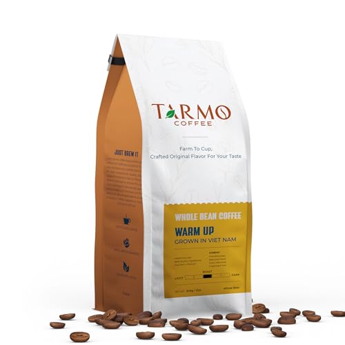 Tarmo Coffee | WARM UP - Low Acid Coffee Beans, Vietnamese Coffee, Robusta & Arabica Blend, Premium Whole Bean, Medium Roast, 12 Oz Bag