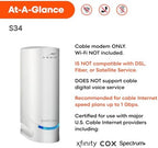 ARRIS (S34) - Cable Modem - Fast DOCSIS 3.1 Multi-Gigabit Cable Modem, for Comcast Xfinity, Cox, Spectrum & More, 2.5 Gbps Max Internet Speeds, 2 Year Warranty - (No Built-in WiFi)