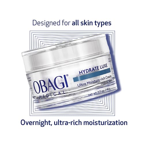 Obagi Hydrate Luxe Ultra-Rich Facial Moisturizer – Non-Comedogenic with Tara Seed Extract and Biomimetic Peptides – Intensive Night Face Cream for Dry, Sensitive or Aging Skin – Two Pack, 2 * 1.7 oz