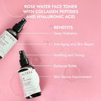 Alteya Organics Rose Water Face Toner with Collagen Peptides and Hyaluronic Acid - 4 Fl Oz/ 120mL