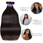 Brazilian Hair Straight Wave 3 Bundles Human Hair 10A Grade Unprocessed Virgin Remy Hair Bundles 24 26 28 Inch Silk Straight Hair Bundles Human Hair Weave Bundles Hair Extensions Double Weft