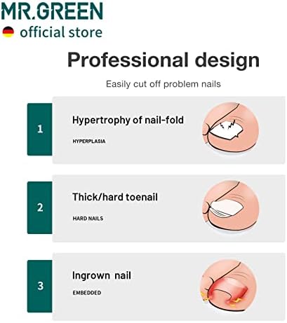 MR.GREEN Toenail Clippers Stainless Steel Ingrown Nail Cutter Thick and Hard Nails Pedicure Manicure Tools (Green)