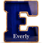 Customized Name Large Wooden Piggy Bank for Kids Boys Girls Alphabets Letter A-Z Coins Bills Money Change Bank Box Initial on Clear Cover (Laser Engraved) (Alphabet-W, Personalized-9")