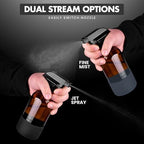 16oz Empty Glass Spray Bottle with Silicone Sleeve Protection - Refillable Containers for Cleaning Solutions, Essential Oils, Misting Plants - Including 3 Sprayers (Amber, 2 PACK)