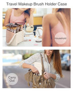 Makeup Brush Case Travel Makeup Brush Holder Portable Makeup Brush Bag Professional Cosmetic Bag Artist Storage Bag Essentials Stand-up Foldable Makeup Cup
