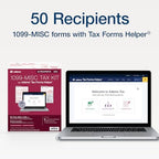 Adams 2024 1099 MISC Tax Forms, 4 Part, Laser/Inkjet, 50 Recipients, Plus 6 1096 Forms, 2 Up, Access to Tax Forms Helper (1009312)