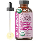 USDA Organic Rosemary Hair Oil for Hair Growth 4oz - Cold Pressed & Hexane Free Blend of Castor, Pumpkin Seed, Peppermint & Jojoba Oils - Thickening & Strengthening Hair Loss Treatment for Women & Men