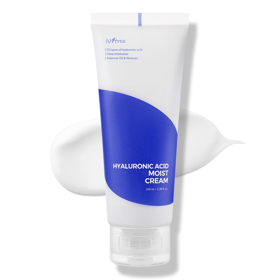 ISNTREE Hyaluronic Acid Moist Cream 100ml, 3.38 fl.oz | Korean Skincare | Deep Hydration for Dry Skin | Balances Oil & Moisture | Lightweight & Non-Greasy | Fragrance-Free