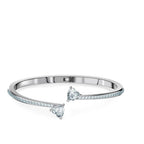 Swarovski Mesmera Bangle Bracelet, Heart-Shaped Clear Crystals on a Rhodium Finish Cuff, Size M, from the Attract Soul Collection