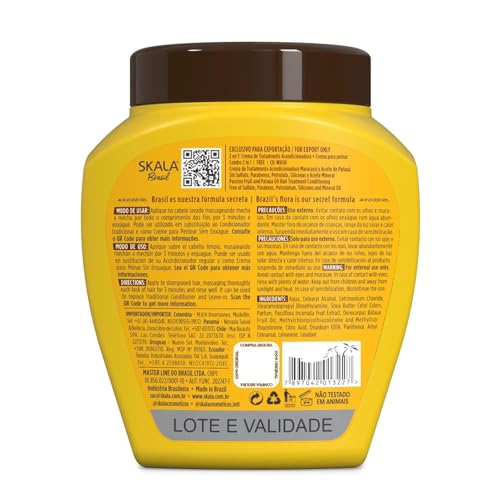 Skala Passion Fruit & Patauá Oil (Maracuja) Hair Care, 1000g - Brazilian Treatment Cream - Sulfate, Paraben, Silicone Free -Hyaluronic Shampoo + Free Comb (Comb Color May Vary). 6 Pack