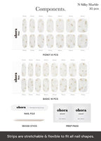 ohora Semi Cured Gel Nail Strips (N Silky Marble) - White, Patterned, Works with UV/LED Lamps, Salon-Quality, Easy to Apply & Remove - Valentine's Day Gel Nail Wraps, Stickers, Romantic Gift Ideas