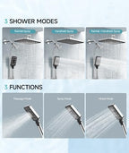 High Pressure Rain Shower Head with Handheld Spray Combo Set, Adjustable 12" Rainfall Dual Shower Head, Double&Tandem Shower Head, Waterfall Showerhead Bathroom -Silver Chrome