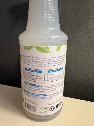 Mighty Mint Shower Cleaner, No-Rinse, No-Scrub, Daily Spray for Glass, Tile, Grout, Fresh Peppermint Scent, 16oz
