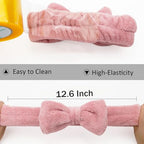 Ondder Spa Headband for Washing Face 8 Pack Dark Pink Skincare Headbands for Women Girls Terry Cloth Cute Bow Head Bands