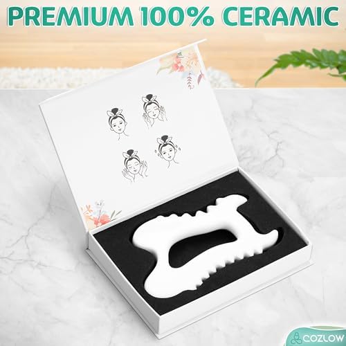 Ceramic Gua Sha Massage Tool for Face & Body - Premium Muscle Scraping Tool for Lymphatic Drainage & Fascia Massage - Trigger Point Massager for Body Sculpting & Contouring