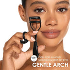 JAPONESQUE Pro Performance Lash Curler with Natural Arch for Sweeping Volume on Natural or False Lashes, Holds Curl for up to 8 Hours, Includes 1 Refill Pad