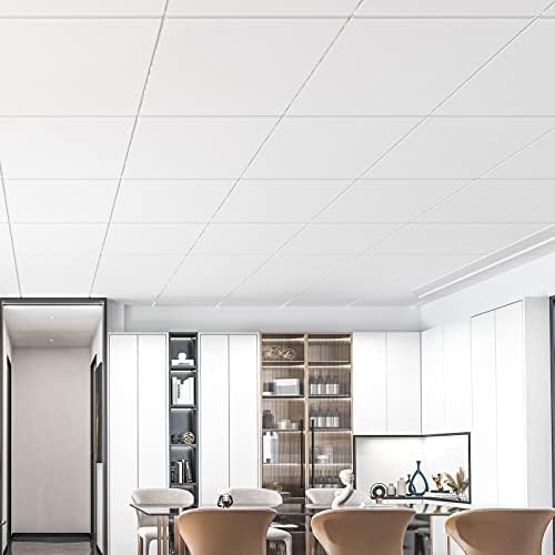 Art3d 12-Pack Smooth Drop Ceiling Tile 2ft x 2ft - Fire-Rated, Waterproof, Reusable - Preimum PVC, No Sag and Breakage - Cover 48 Sq. Ft, White