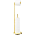 Toilet Paper Holder Stand, Bathroom Toilet Paper Roll Holder Stand with Reserve, Standing Toilet Paper Holder with Storage,Toilet Paper Roll Holder for 4 Rolls, Gold
