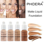 2 Pack PHOERA Foundation,Flawless Soft Matte Liquid Foundation 24 HR Oil Control Concealer Foundation Makeup,Full Coverage Foundation for Women and Girls (105 Sand)