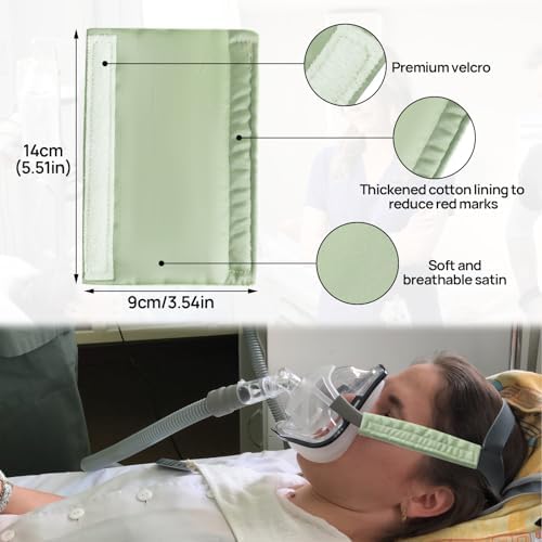 6 Packs Satin CPAP Strap Covers Soft, CPAP Mask Cushions, Breathable CPAP Strap Cushions, CPAP Hair Protector for Women and Man, Universal Silk CPAP Strap Covers for Reducing Red Marks (Light Green)