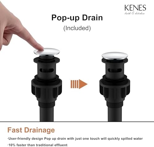 KENES Chrome Bathroom Faucet Single Handle Bathroom Sink Faucet Lavatory Vanity Faucet with Pop Up Drain & Water Supply Lines LJ-9031-5