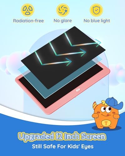 TEKFUN LCD Writing Tablet for Kids Girls Toys, 12 Inch Erasable Drawing Tablet Doodle Board Colorful Doodle Pad, Gifts for Toddlers Girls Adults (Pink)