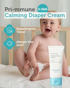 Pri-mmune Calming Diaper Cream - Korean Baby Diaper Cream with Zinc Oxide and Panthenol - Treats, Soothes - Soft Matte Skin, Allergen-Free, 2.7oz.