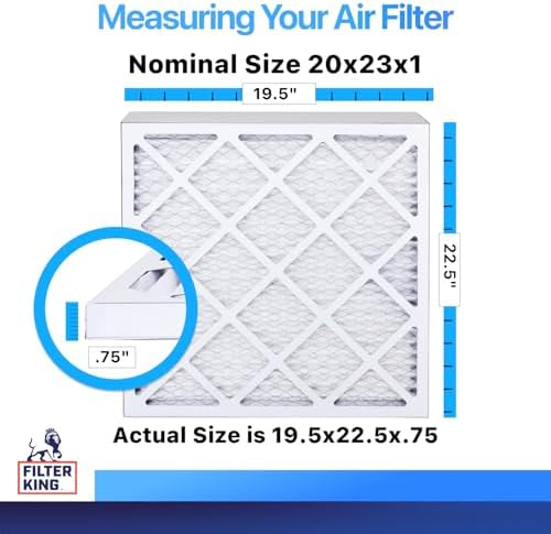 Filter King 20x23x1 Air Filter | 3-PACK | MERV 8 HVAC Pleated A/C Furnace Filters | MADE IN USA | Actual Size: 19.5 x 22.5 x .75"