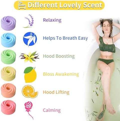 Bath Bombs Blow Bubbles, shea Butter Dry Skin,Moisturize,Bath Gift Set for Women,Organic Bath Ball for Boys and Girls,6pcs Lemon