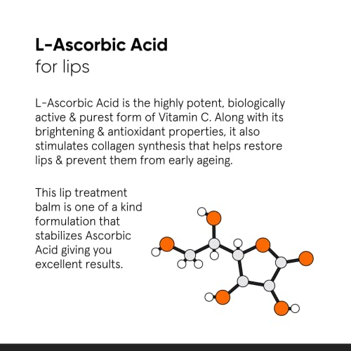 Minimalist Lip Treatment Balm for Lightening Dark Lips, Hydrating & Softening | 8% L-Ascorbic Acid with Vitamin E, Radianskin & Glycerine | For Women & Men | 0.42 Oz / 12 gm