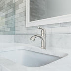Moen 84346SRN Karis Spot Resist Brushed Nickel One-Handle Single Hole Bathroom Sink Faucet with Optional Deck Plate