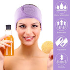 Whaline Spa Facial Headband 4 Packs Head Wrap Terry Cloth Headband Adjustable Stretch Towel for Bath, Makeup and Sport (Light Purple)