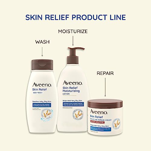 Aveeno Skin Relief Fragrance-Free Body Wash with Triple Oat Formula, Gentle Daily Cleanser for Sensitive Skin Leaves Dry Skin Feeling Moisturized, Sulfate-Free, 18 fl. oz, 2 Pack