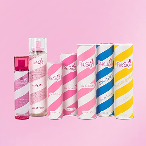 Pink Sugar Creamy Sunshine Fragrance for Women, Eau de Toilette Perfume, Body Mist, Hair Perfume, Floral + Fruity Scent, Notes of Coconut Milk, Mimosa, Vanilla, and Caramel